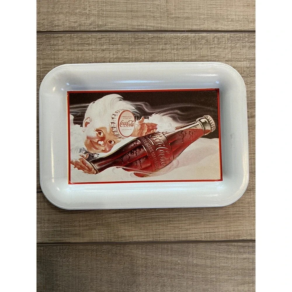 Vintage Trolley Drink Coca Cola Ad Metal Tin Tray Collectible Antique Coke 1991‎